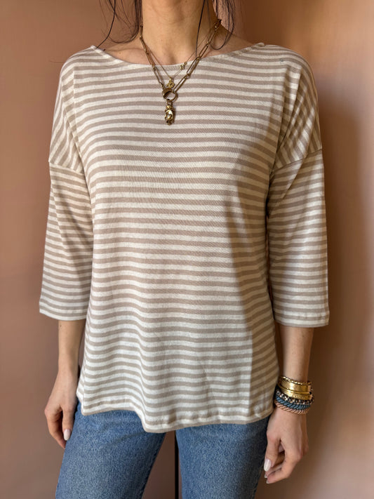 T-shirt Gemelli riga grezzo MamaB