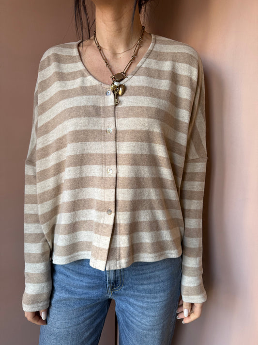 Cardigan scollo V righe Neirami