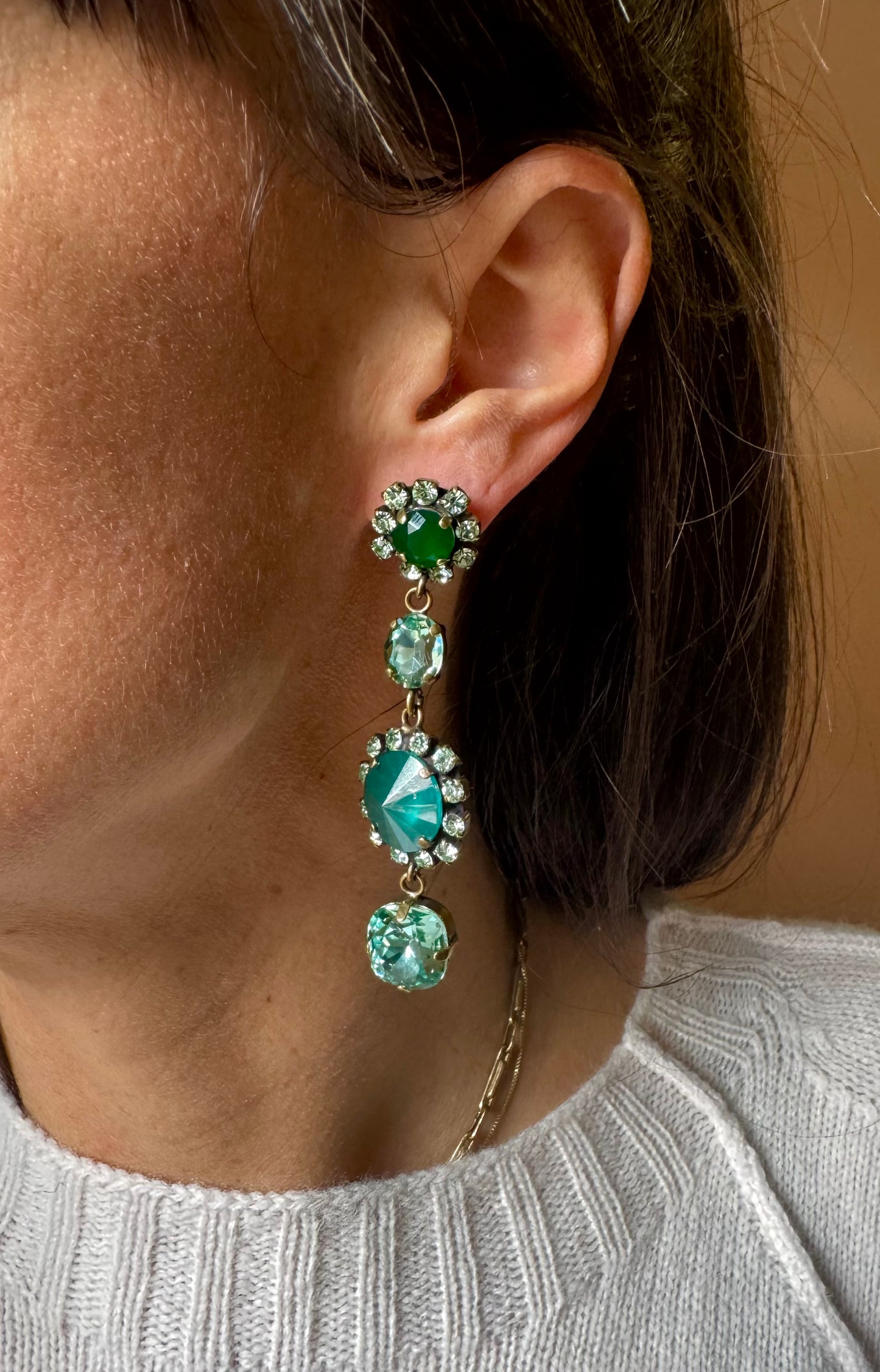 Orecchini Barocco Unique 2 bordi strass colori vari