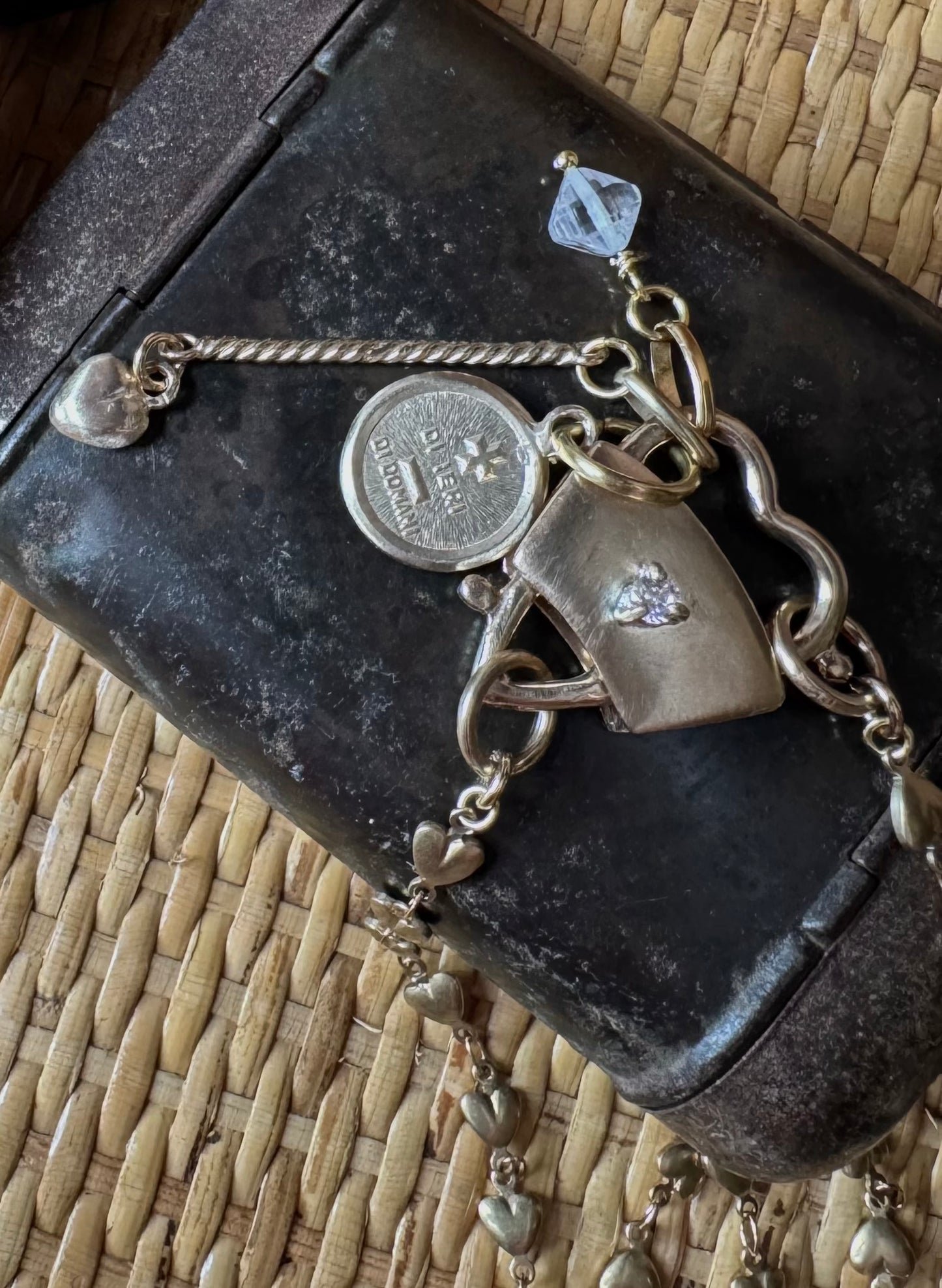Collana lucchetto cuore con zircone e charms L|UNA