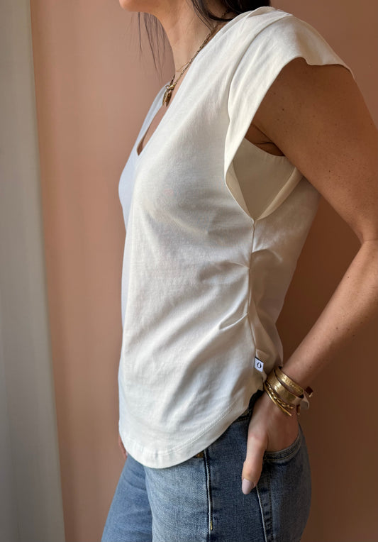 T-shirt scollo V arricciata Ottod’ame