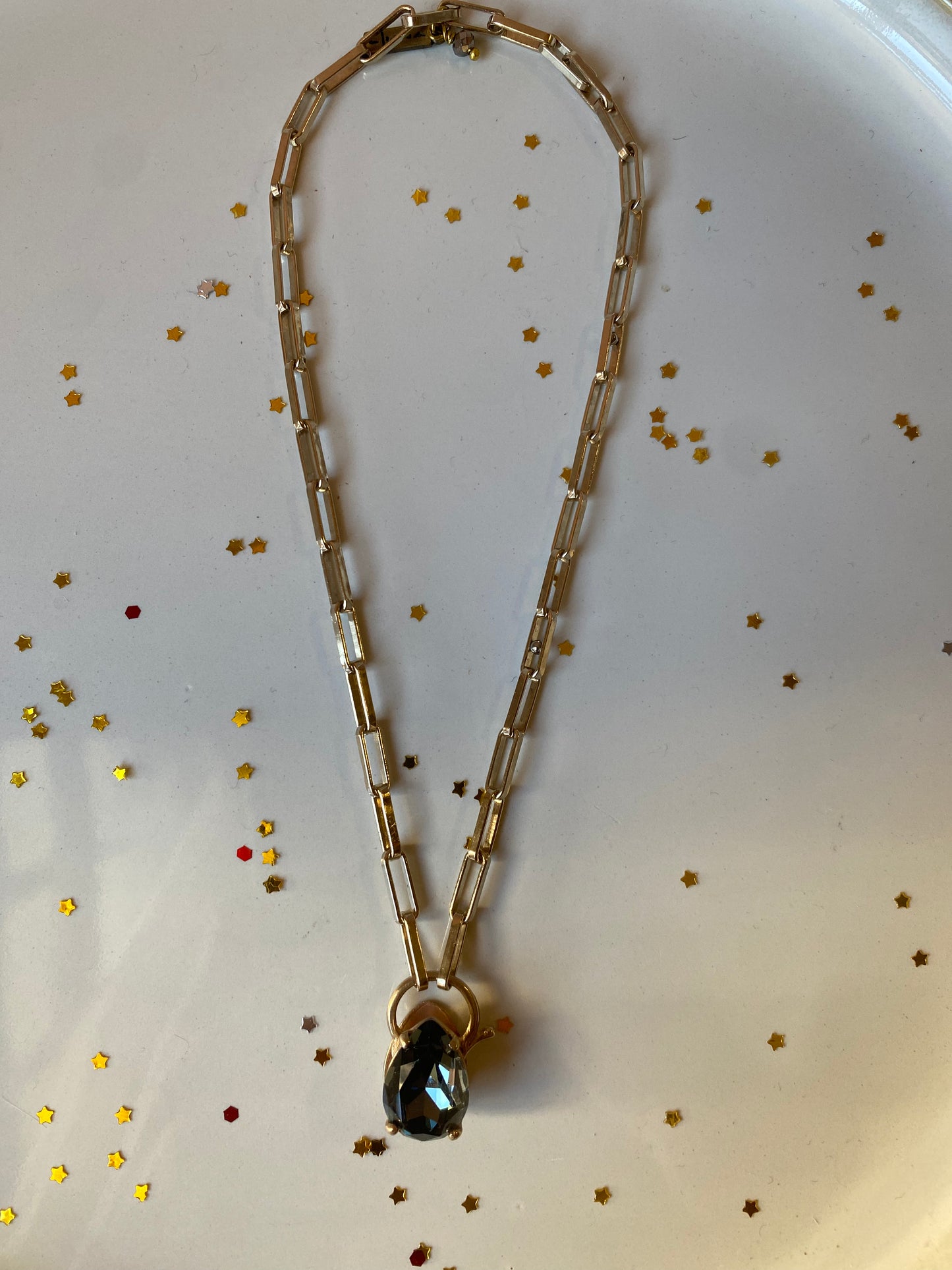 Collana lucchetto goccia grafite L|UNA