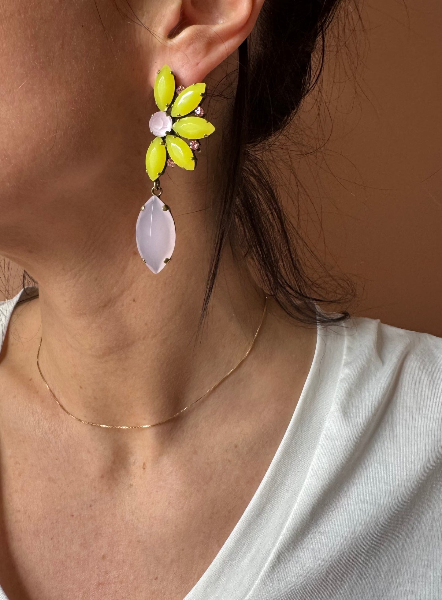 Orecchini mezzo fiore Lime Unique