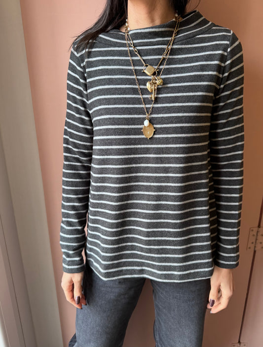 Maglia Victoria antracite riga nebbia MamaB