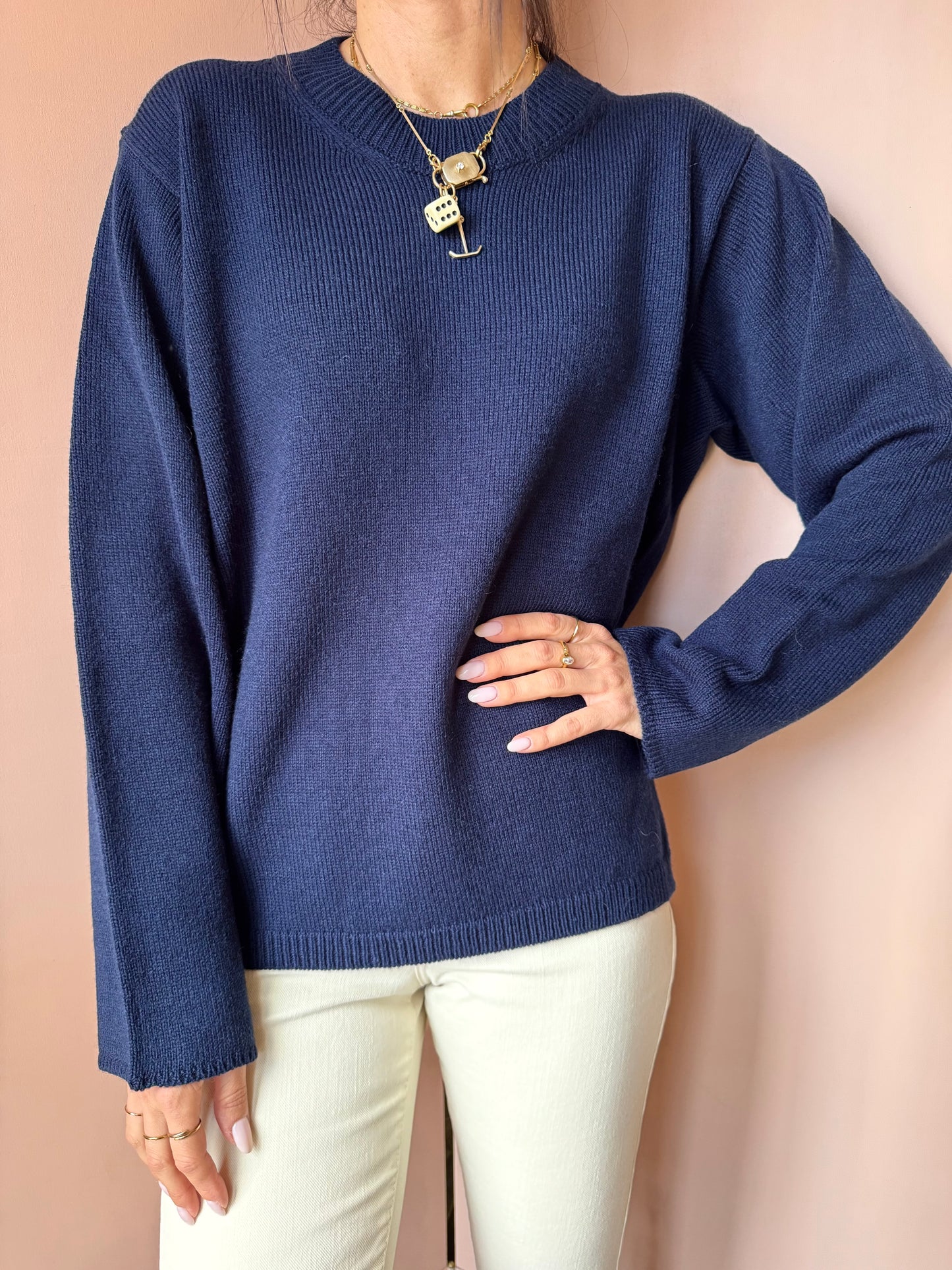 Maglia girocollo blu FLOOR