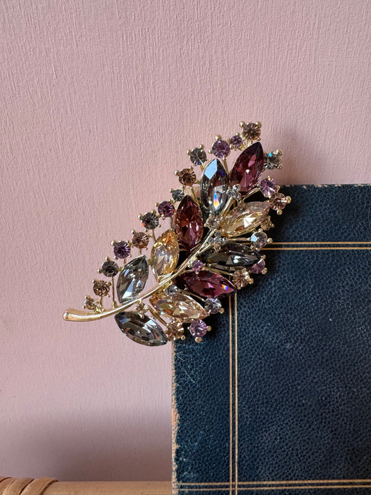 Spilla foglia di cristallo