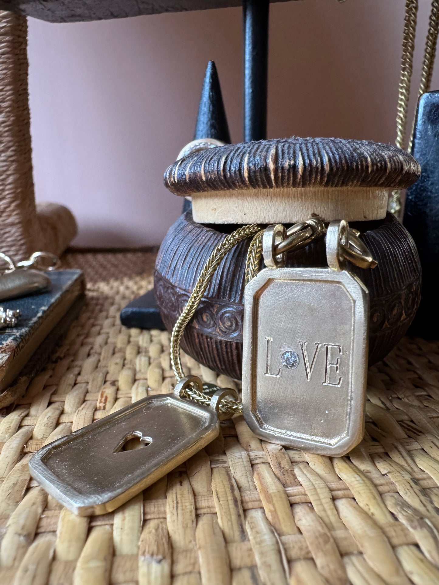 Collana piastrine LOVE e CUORE TRAFORATO L|UNA