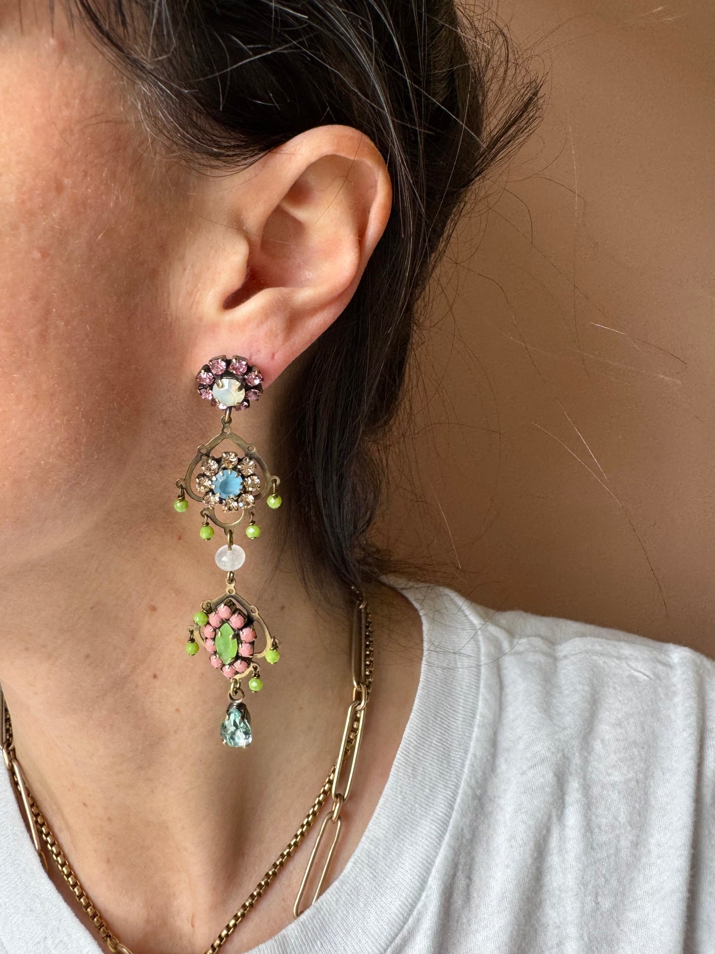 Orecchini Gipsy verde/rosa Unique