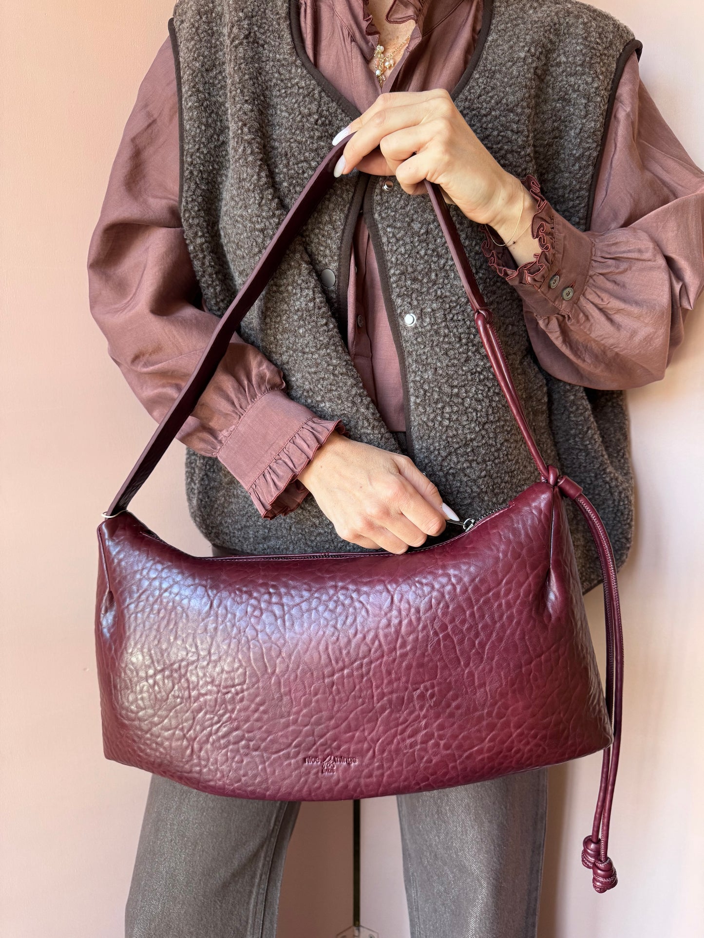 Borsa martellata bordeaux Nice Things