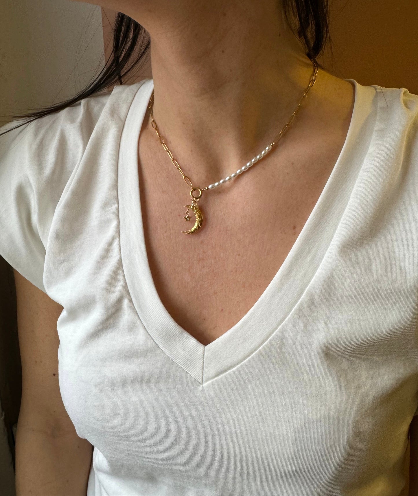 Girocollo luna con perle