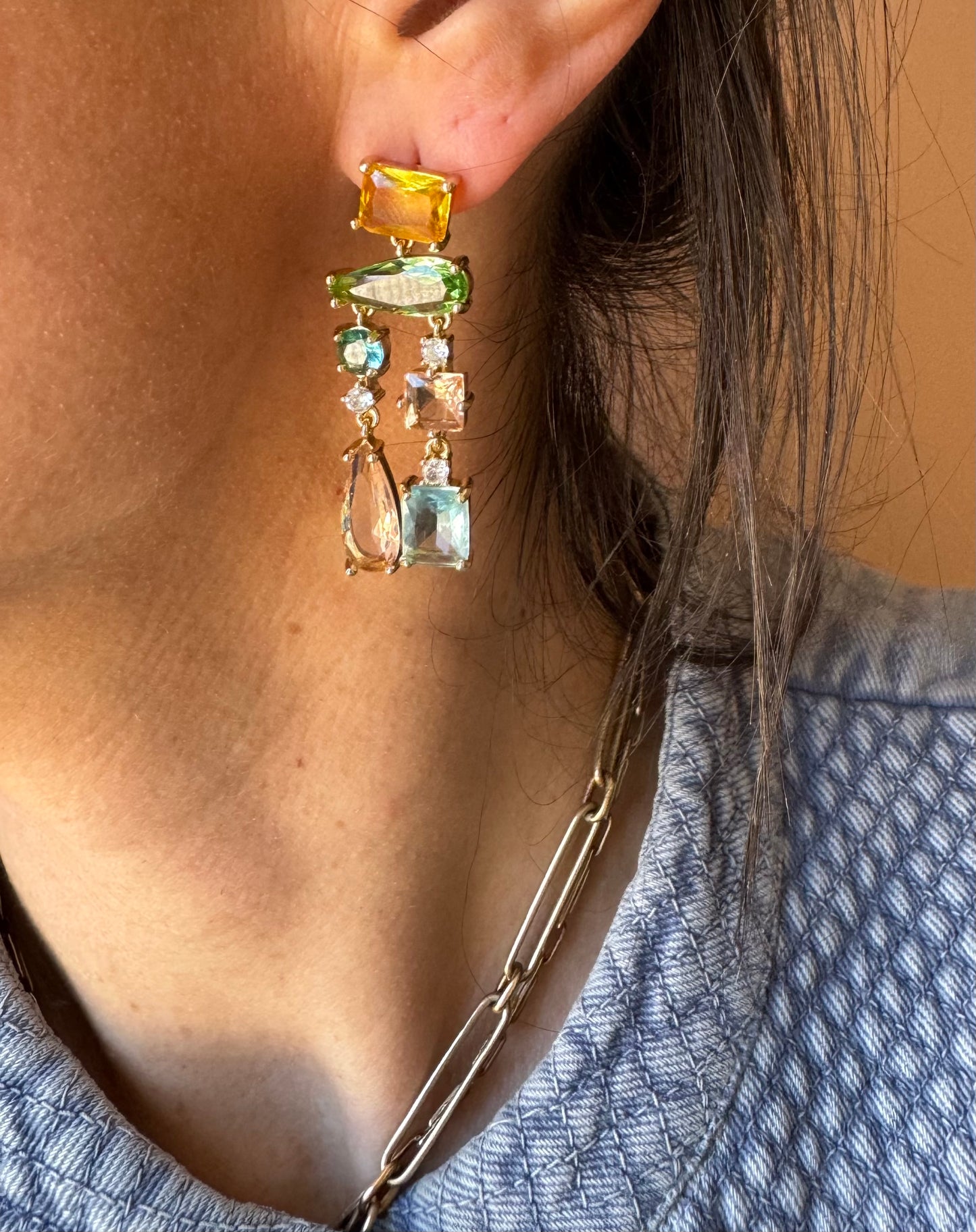 Orecchini cristalli di zucchero doppio