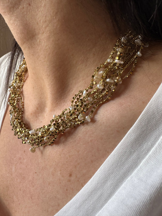 Collana multigiri con perle