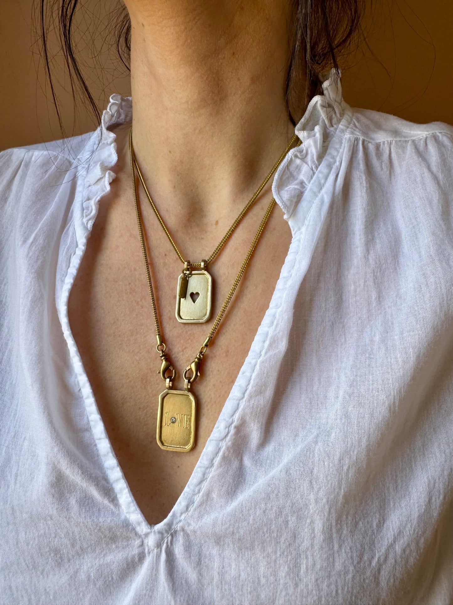 Collana piastrine LOVE e CUORE TRAFORATO L|UNA