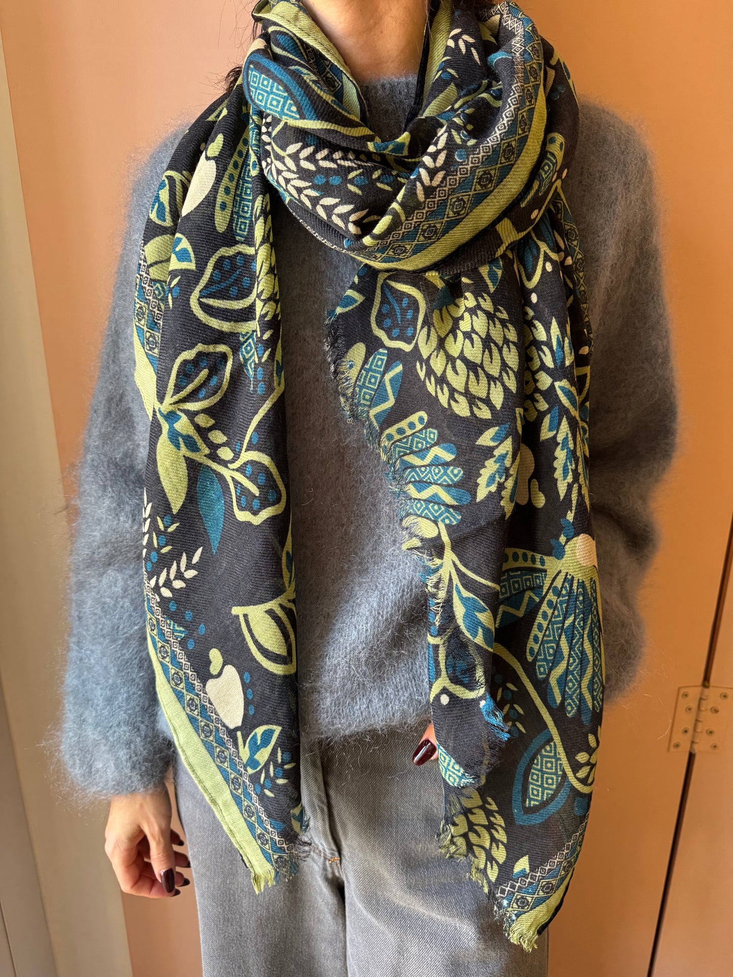 Sciarpa Ceresole nero/petrolio Ordi.to