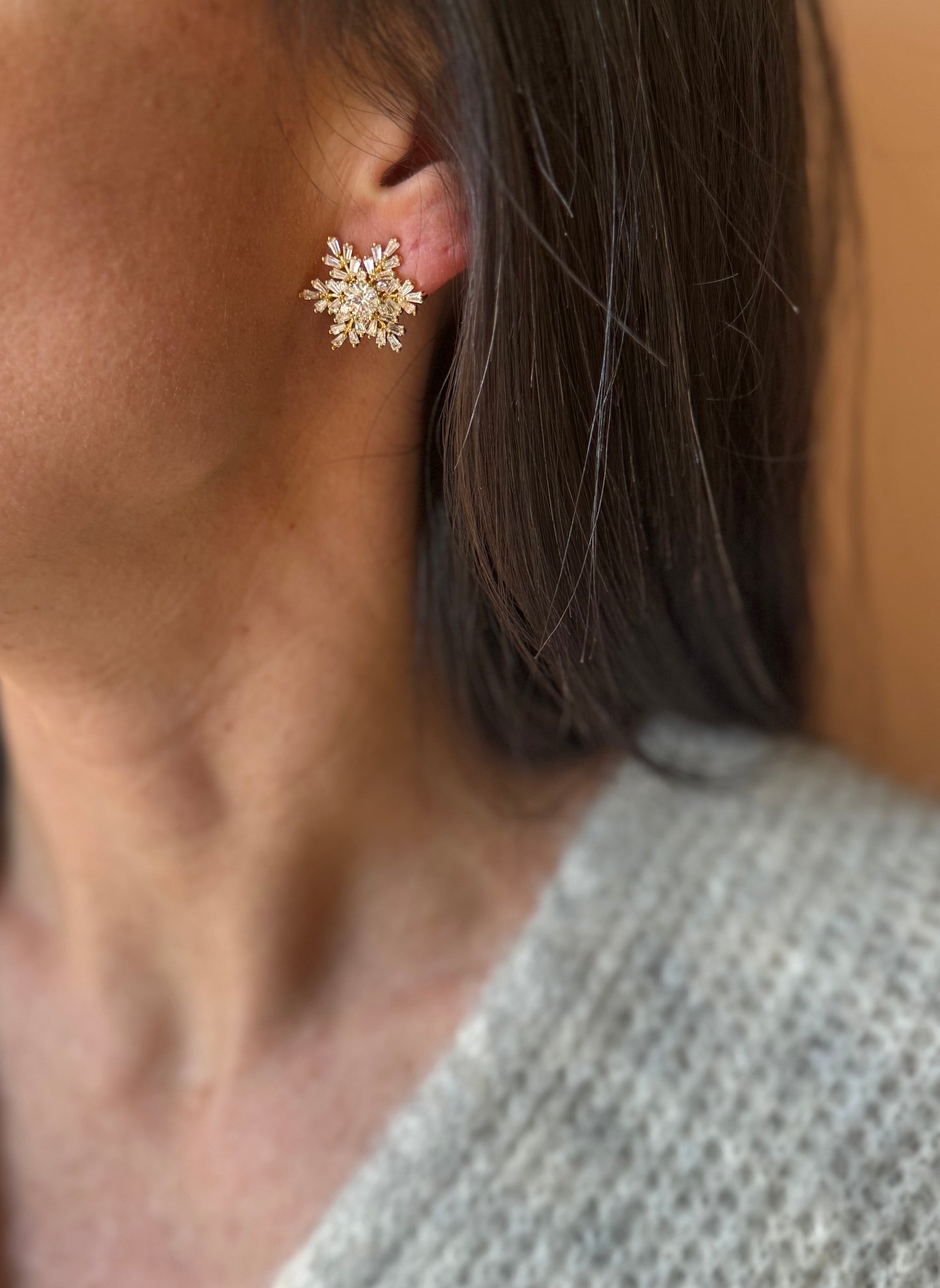 Orecchini fiocco di neve a lobo