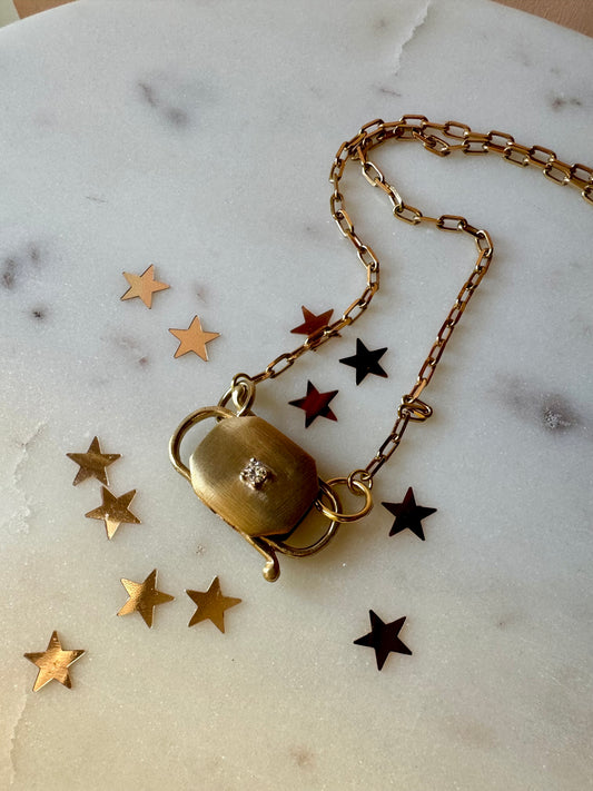 Lucchetto con zircone L|UNA