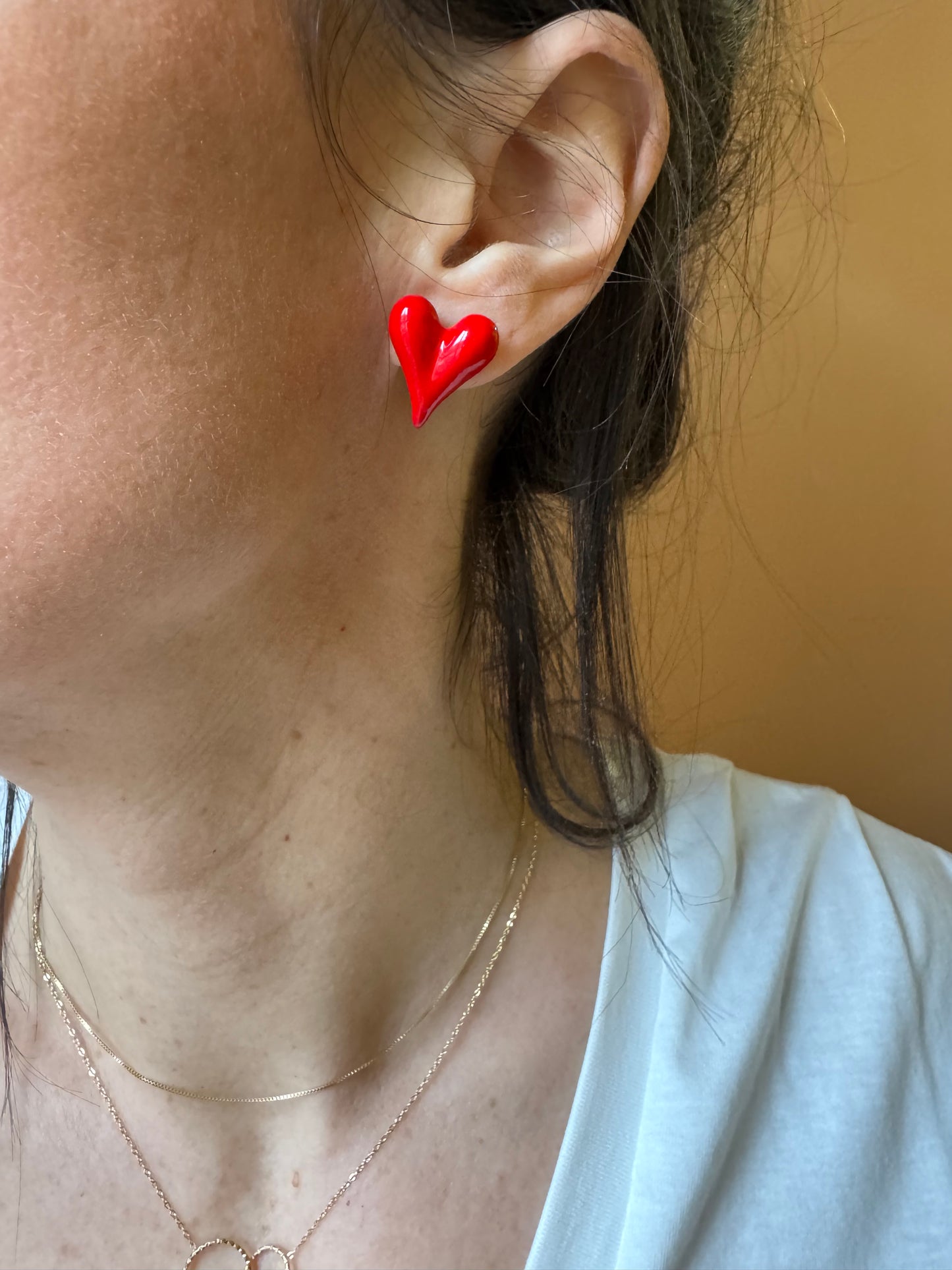 Orecchini cuore rosso