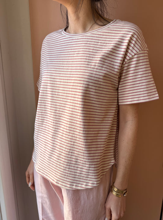 T-shirt riga rosa Madame Venice