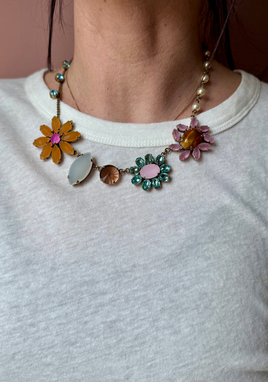 Collana mix fiori rosa e acqua UNIQUE