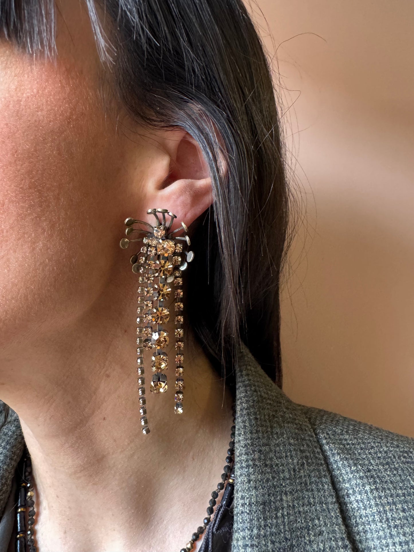 Orecchini pistilli multistrass oro Unique