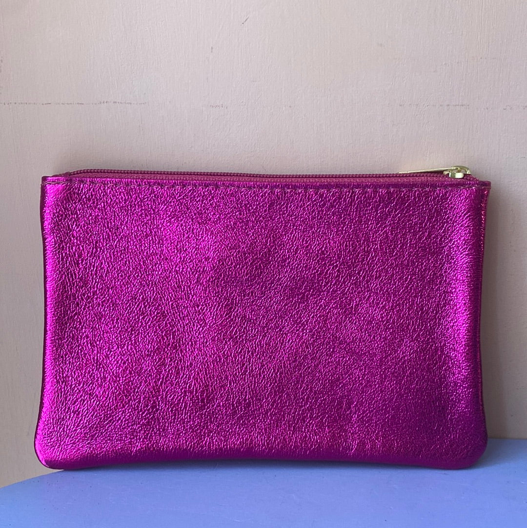 Pochette in pelle metallizzata Tg.L