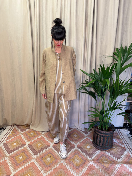 Giacca senza collo sabbia Neirami