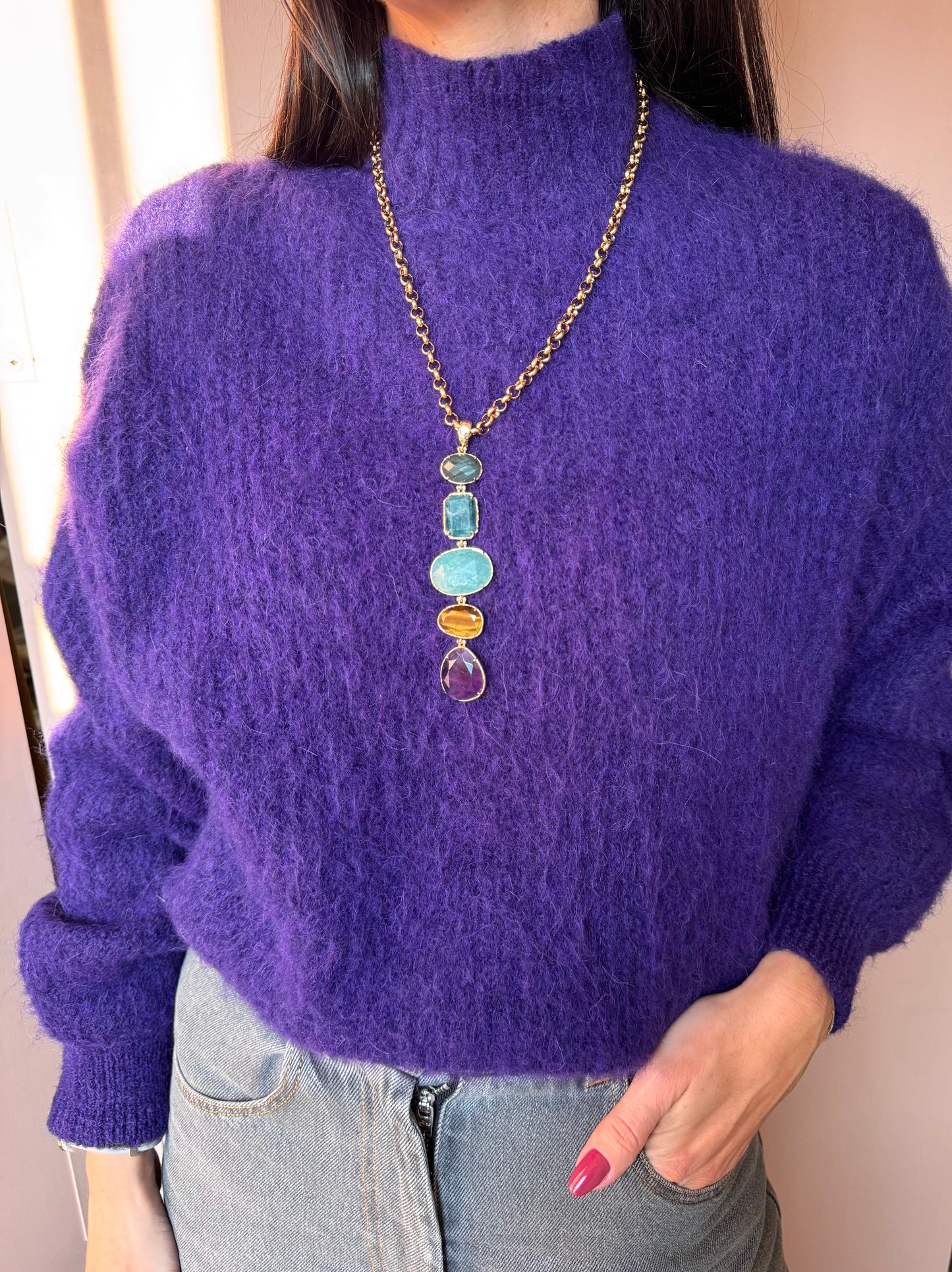 Maglione EAST viola American Vintage