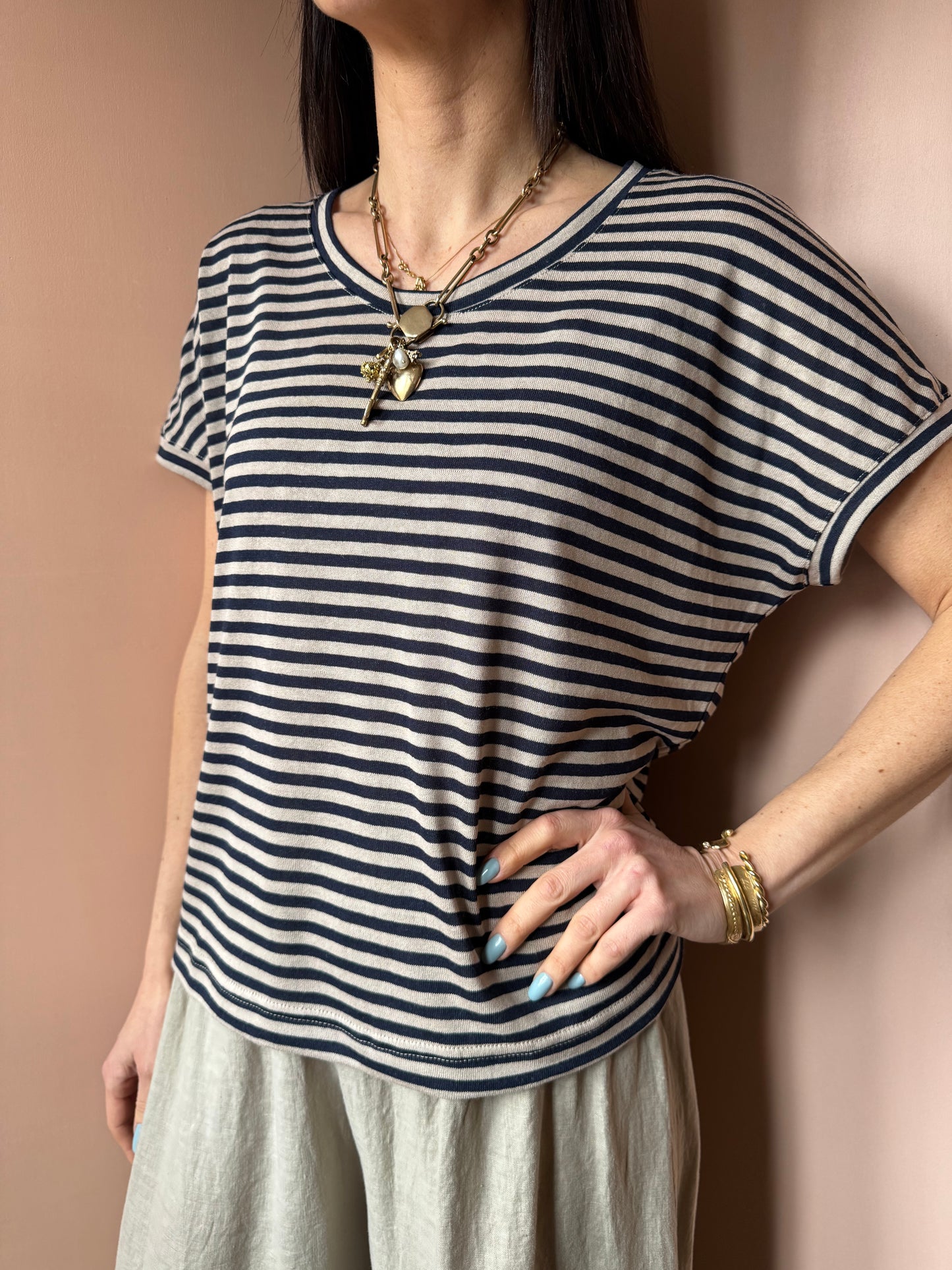 T-shirt Decisa riga blu MamaB