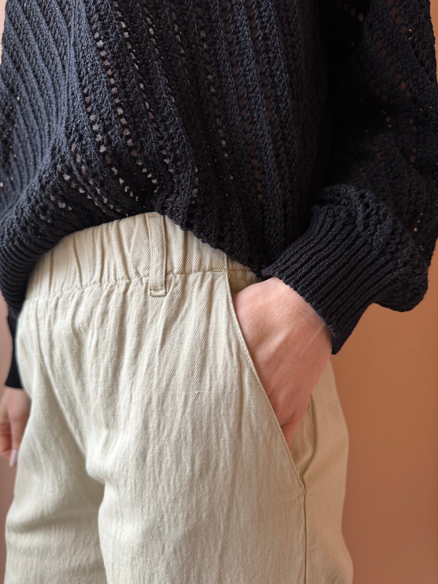 Pantaloni con elastico in vita beige BottegaChilometriZero