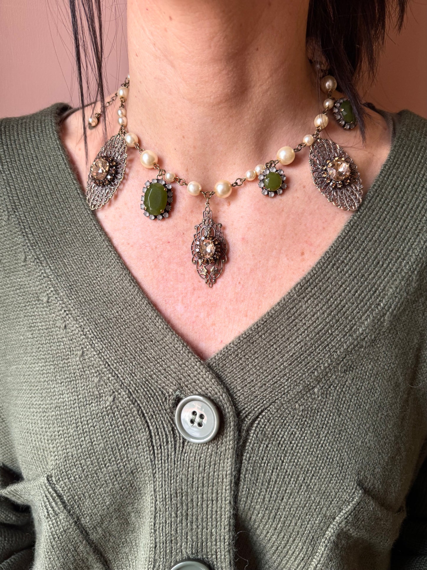 Collana mix rosoni verde Unique