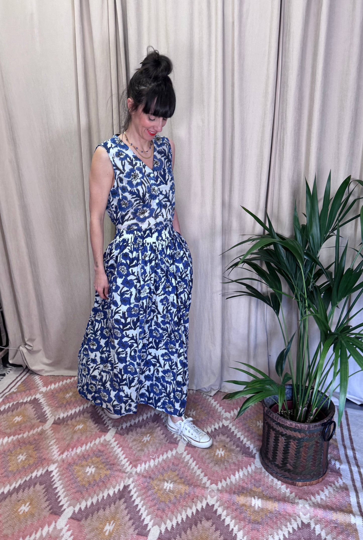 Top Fiori Blu XIWIKJ