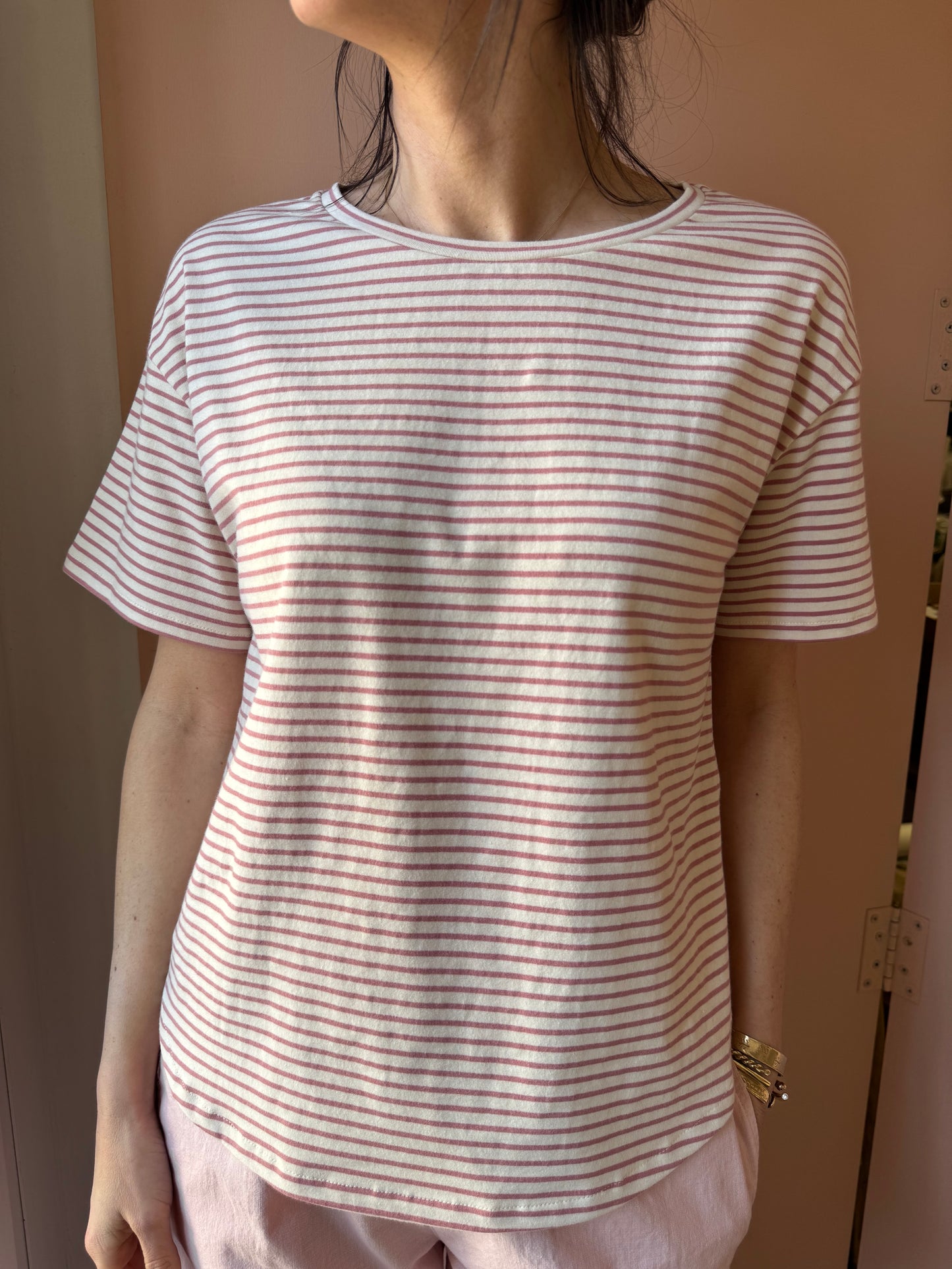 T-shirt riga rosa Madame Venice