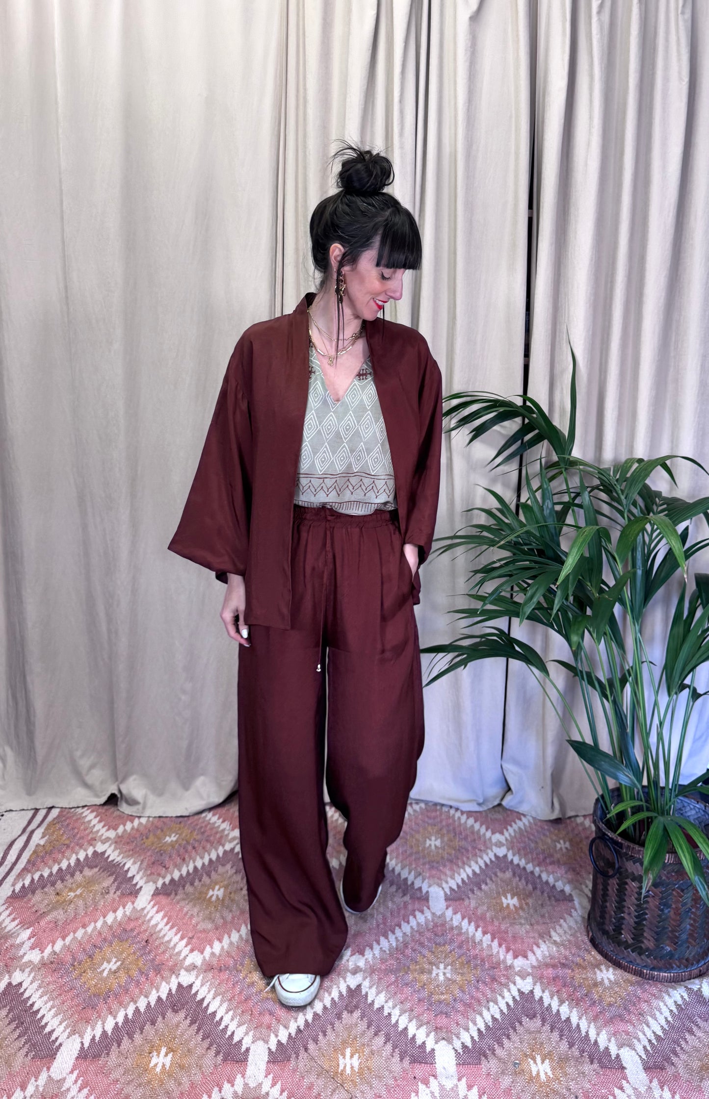 Kimono corto cioccolato Wu Side