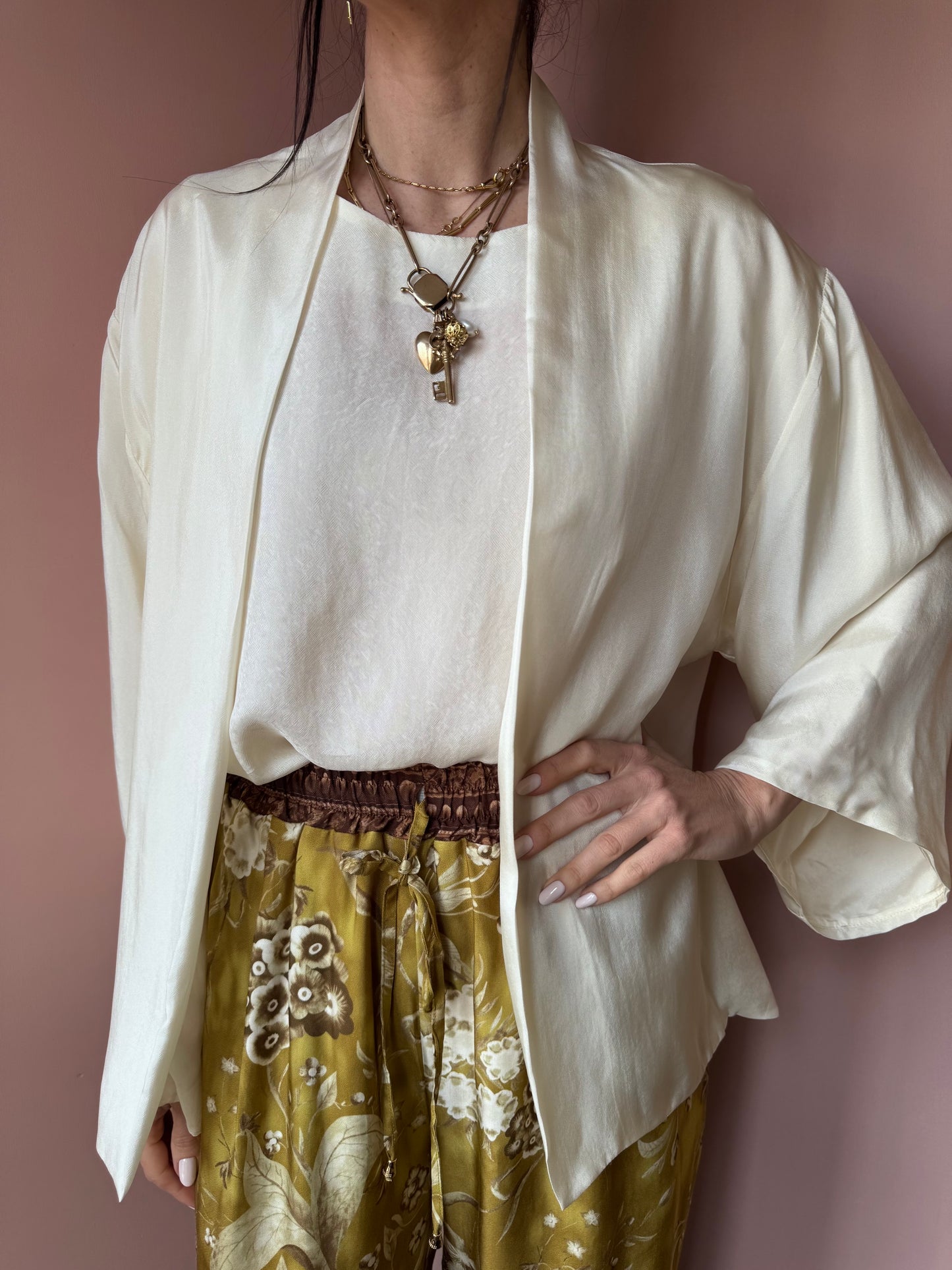 Kimono corto panna Wu Side