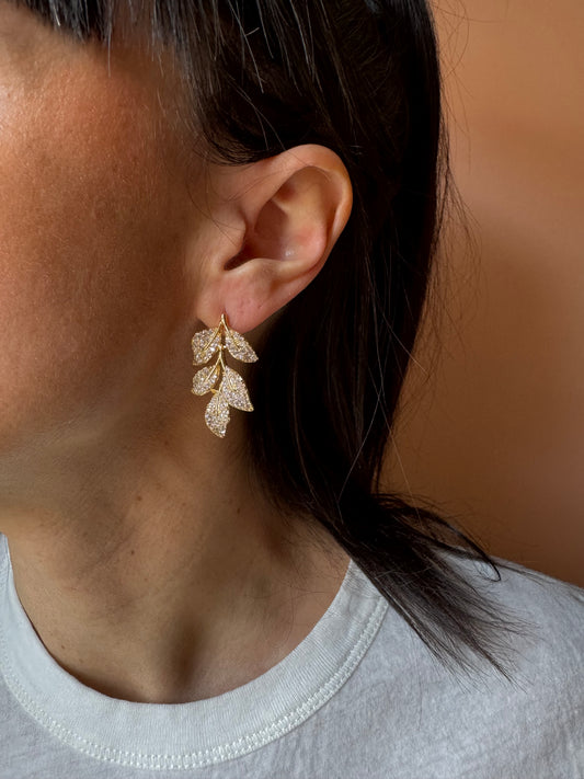 Orecchini foglie brillanti