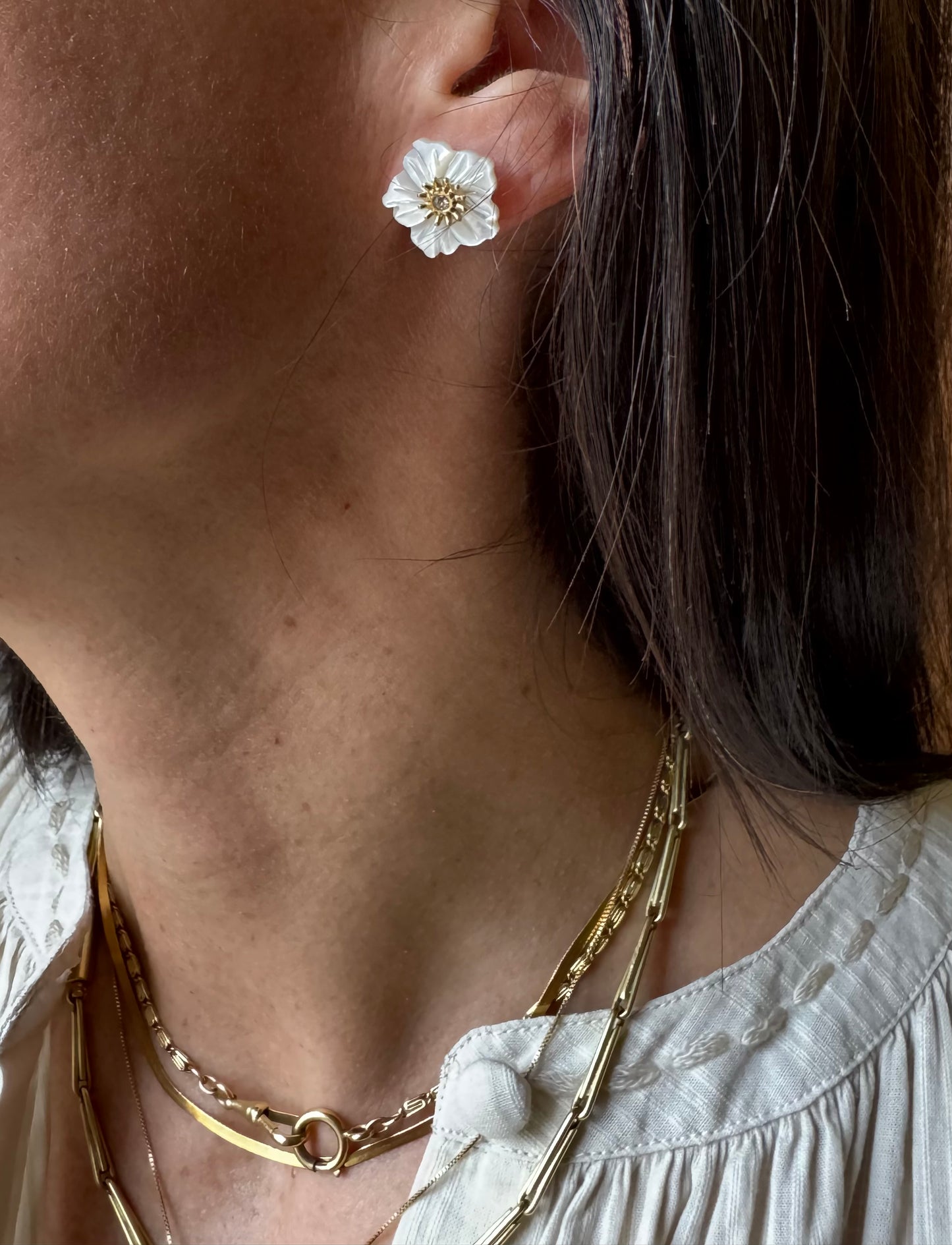 Orecchini fiore madreperla