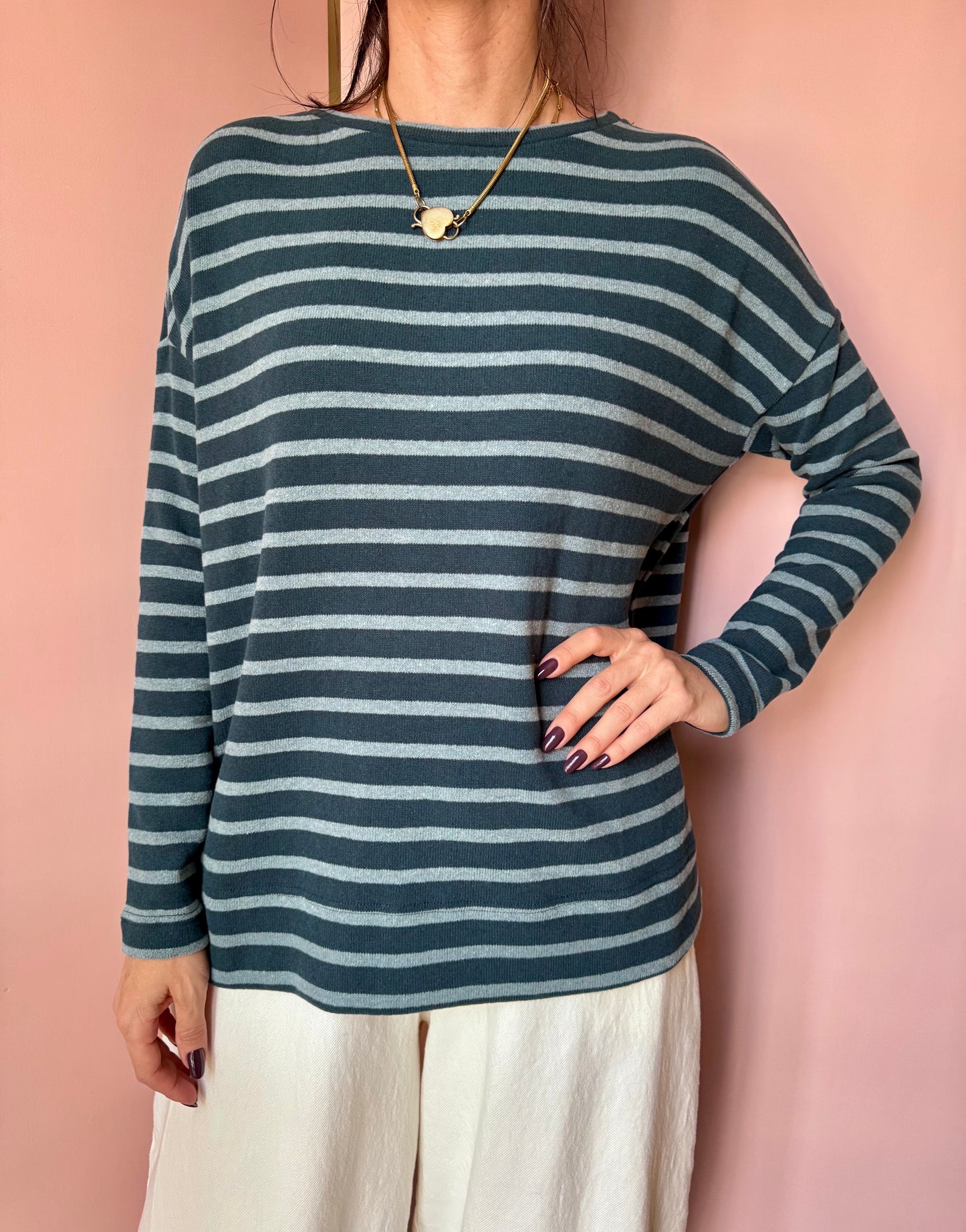 Maglia Mara riga petrolio MAMA B