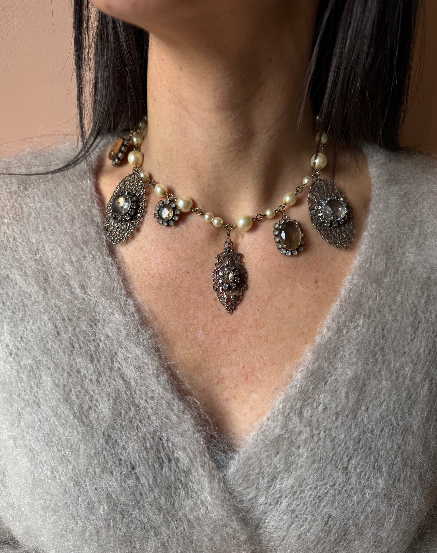 Collana mix rosoni tortora Unique