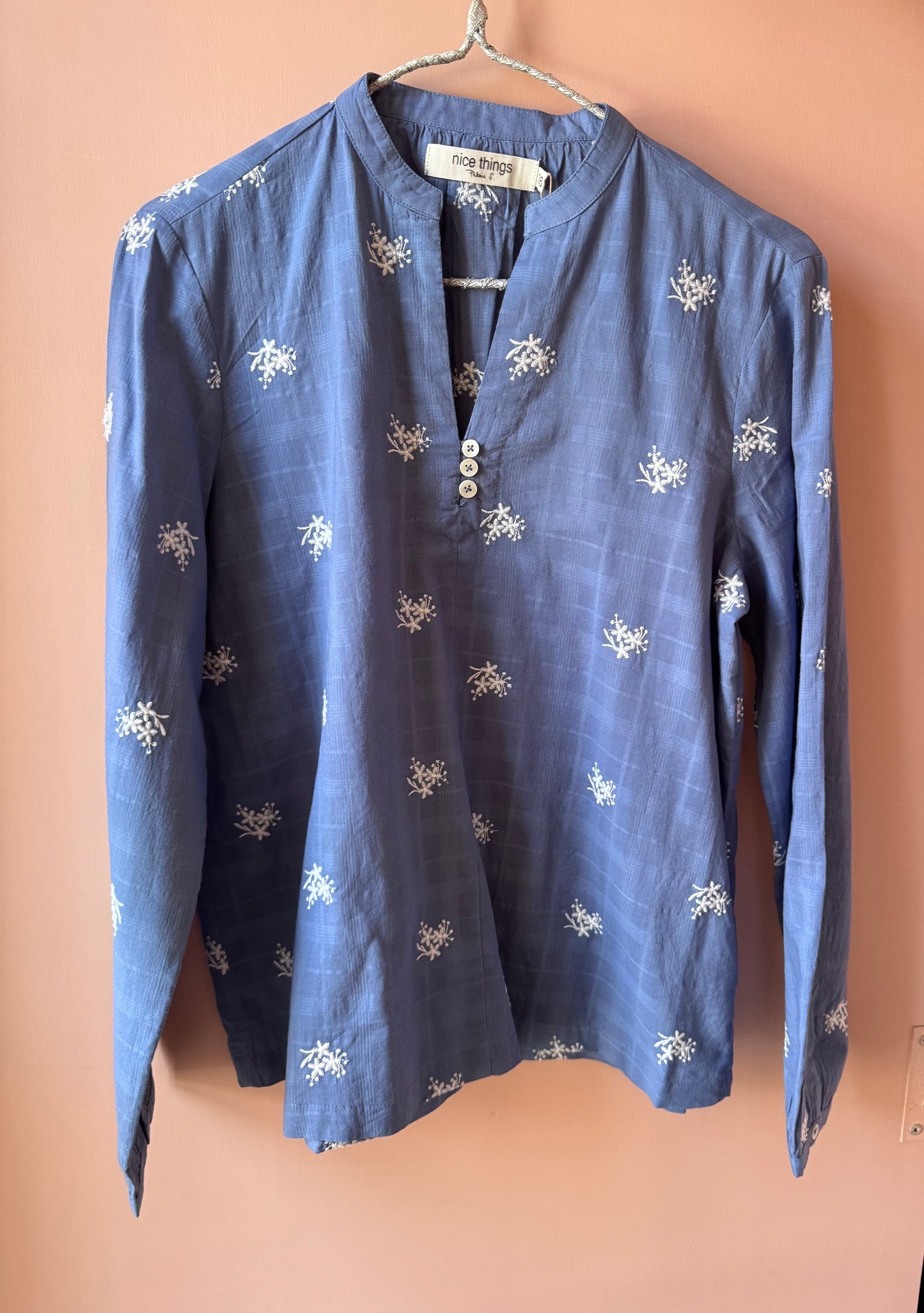 Camicia ricamata azzurro Nice Things