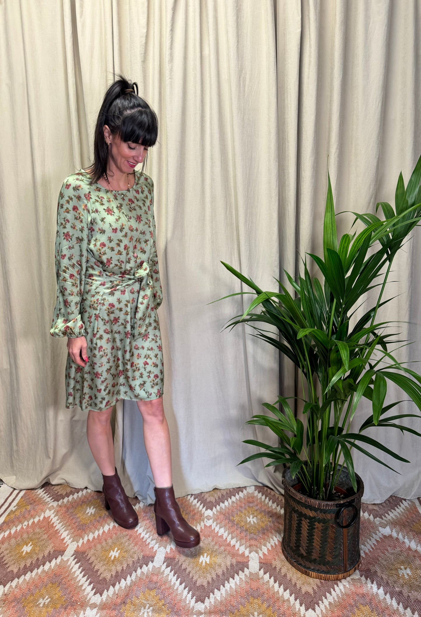 Abito corto fiori menta Numero Primo