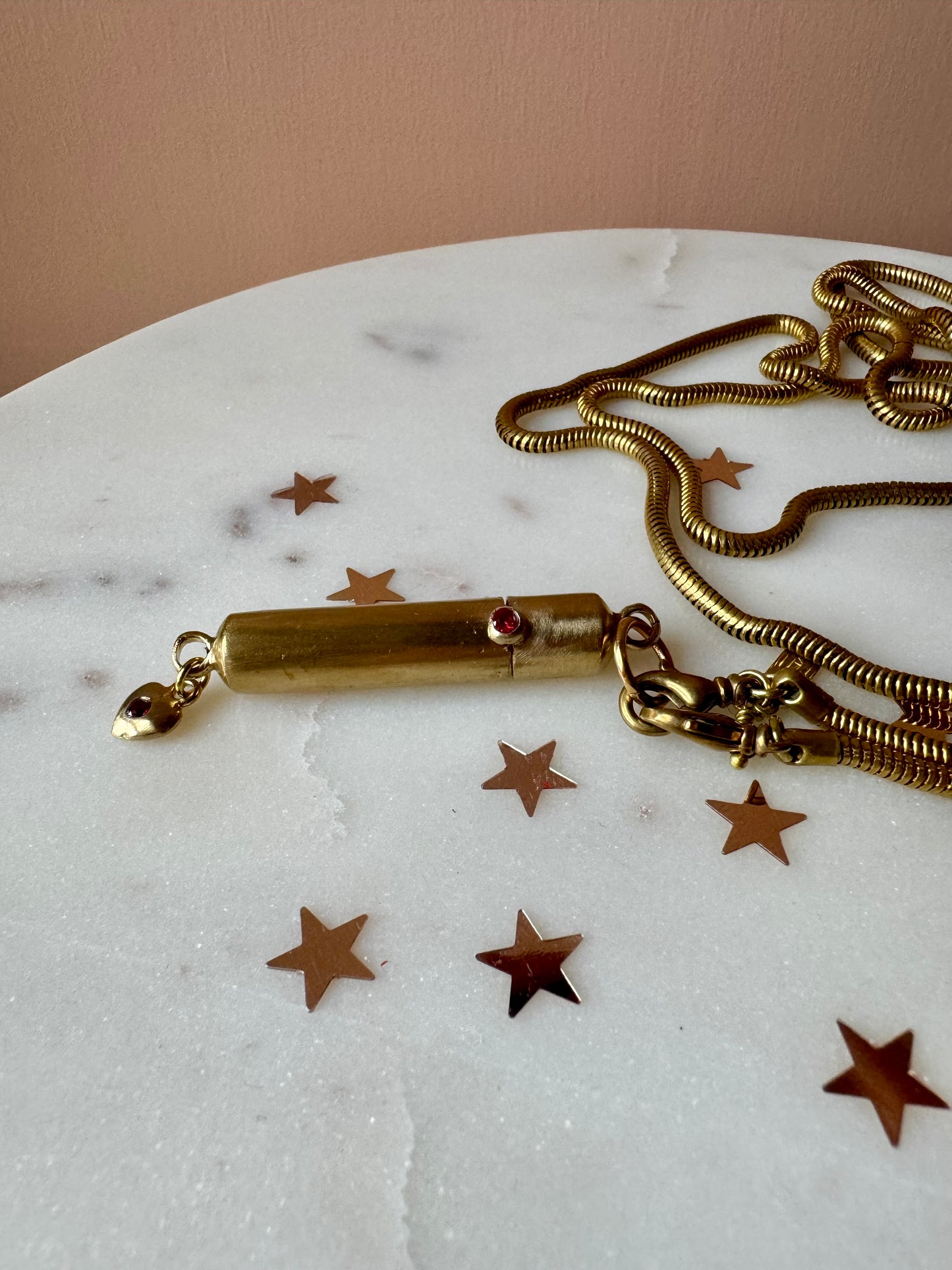 Collana Cilindro verticale 2 rubini L|UNA