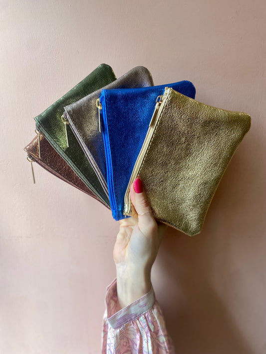Pochette in pelle metallizzata Tg.S