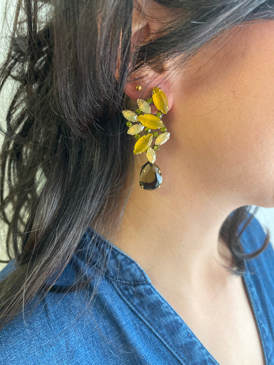 Orecchini Pavé senape/verde Unique