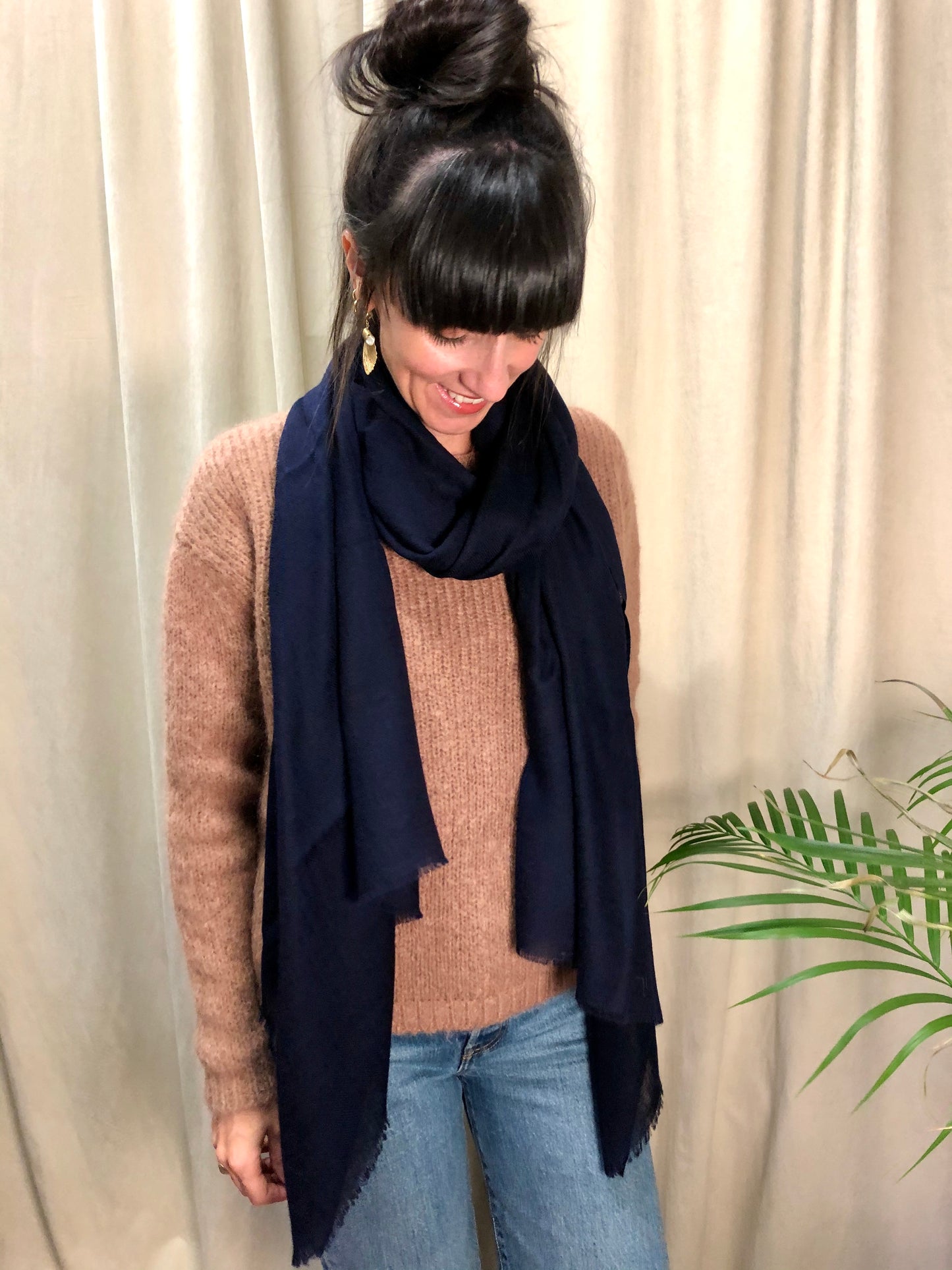 Sciarpe tinta unita in garza di lana