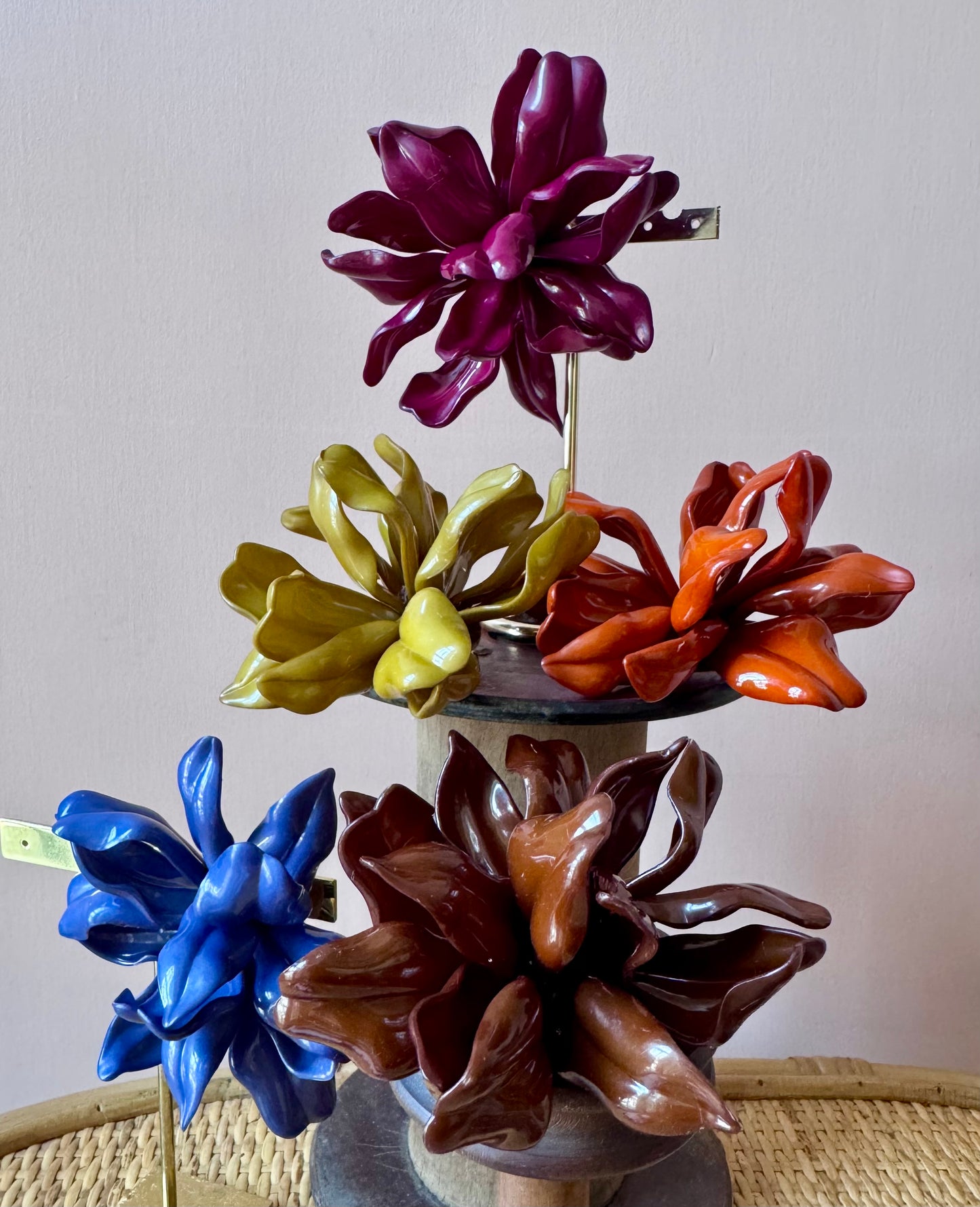 Spille fiore in resina