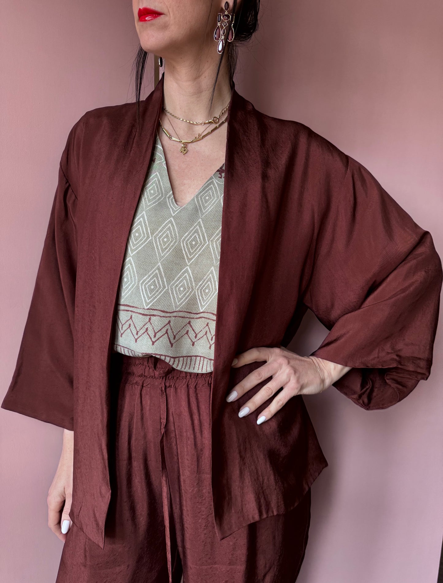 Kimono corto cioccolato Wu Side