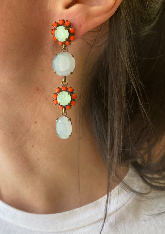 Orecchini Barocco Unique 2 bordi strass colori vari