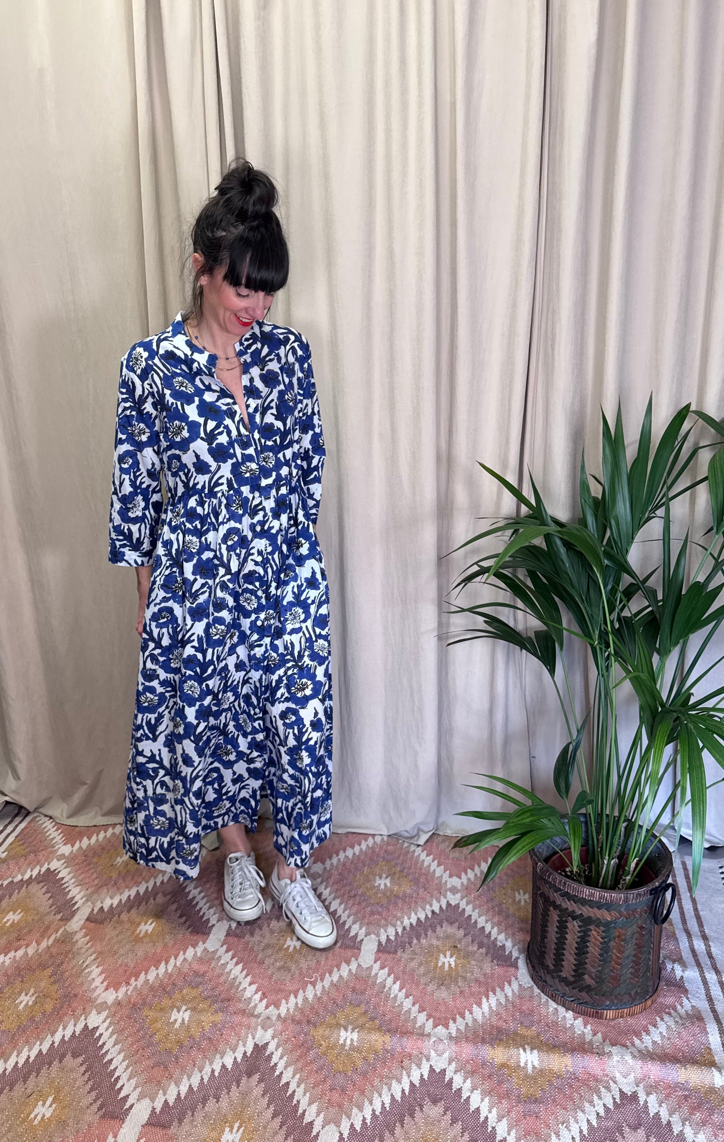 Abito/kimono coreana Fiori Blu Xiwikj