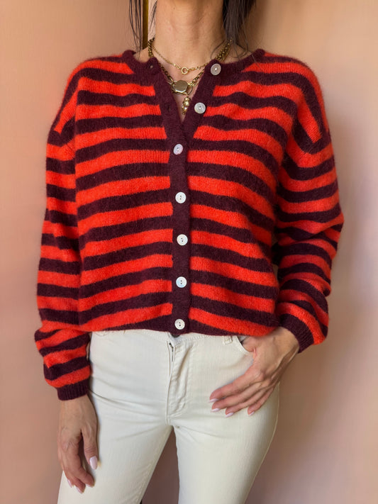 Cardigan VITO righe rosso American Vintage