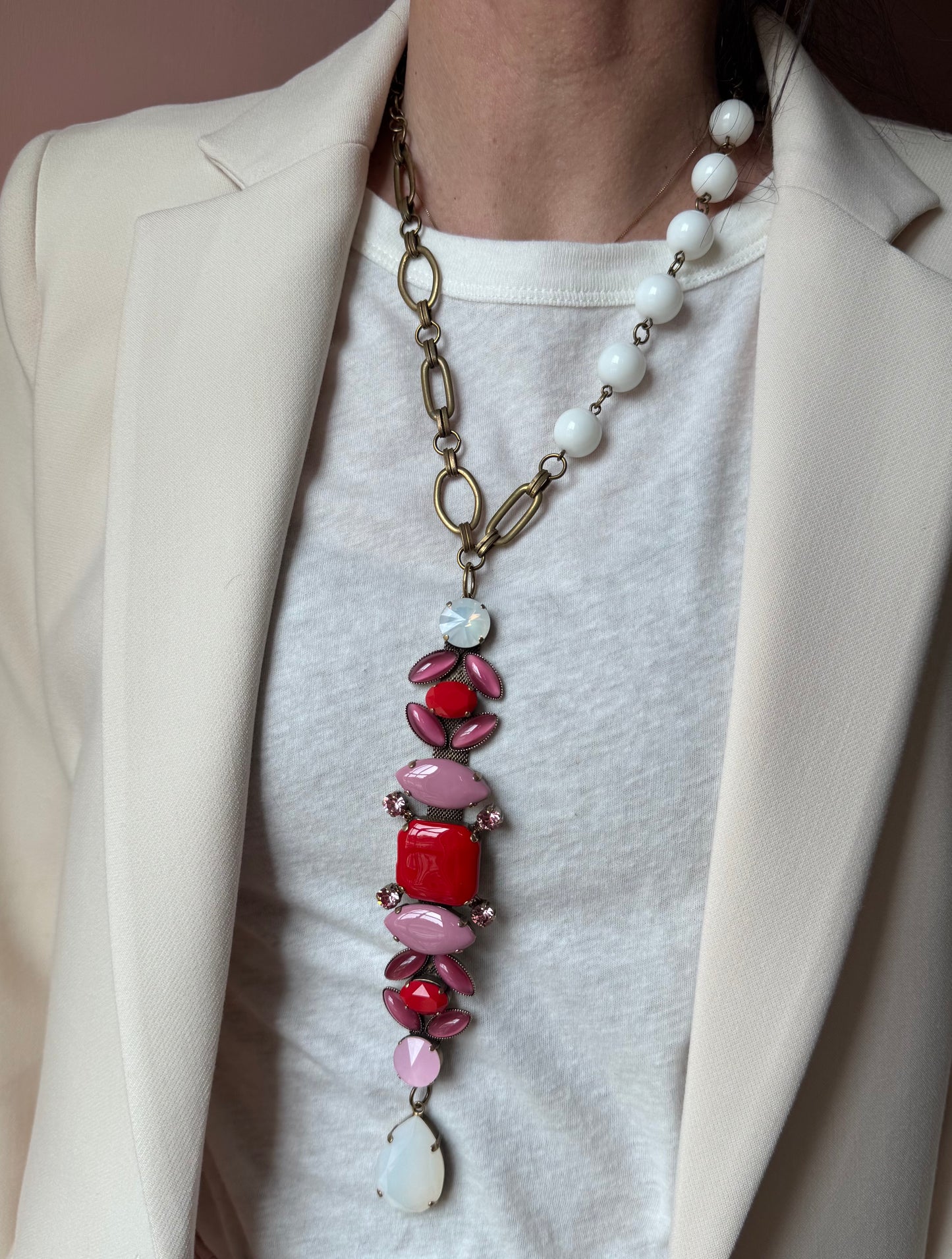 Collana Pavé rosso e rosa UNIQUE